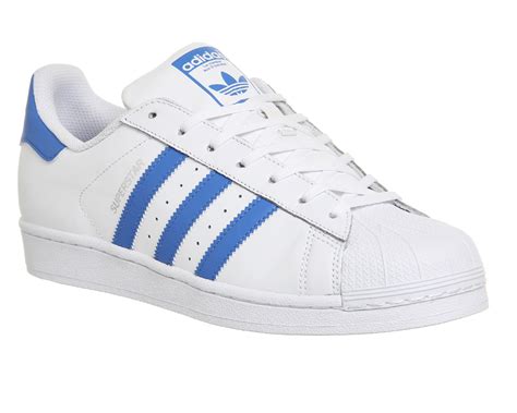 adidas sneaker weiss blaue streifen|Adidas men's white sneakers.